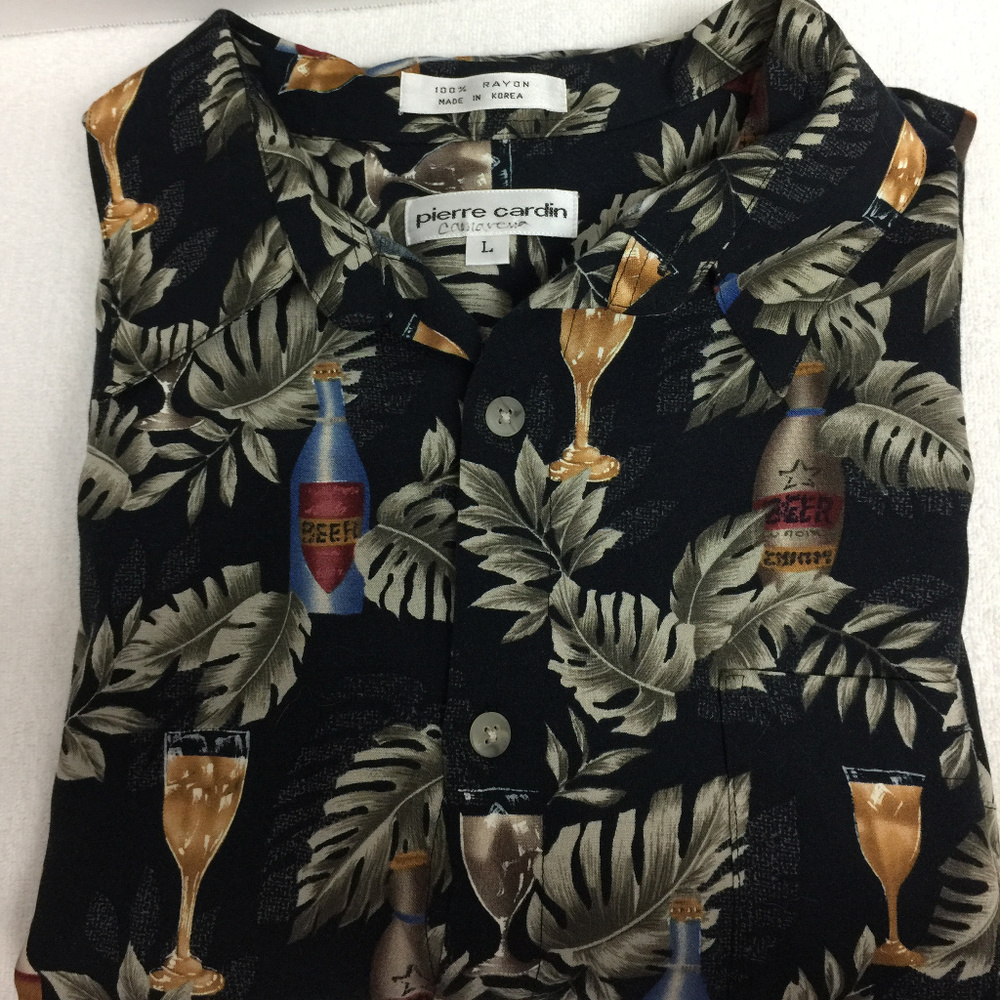 PIERRE CARDIN Hawaiian Mens Camping Beer Large